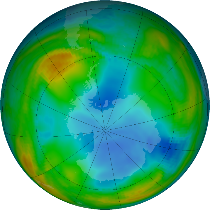 Antarctic ozone map for 11 July 1986